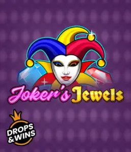 Discover the playful charm of Joker's Jewels slot by Pragmatic Play, highlighting a captivating joker's mask adorned with a vivid jester hat. This graphic evokes the fun and excitement of traditional joker games, set against a lavender background. Perfect for fans of joker-themed slots, offering a entertaining play experience. 