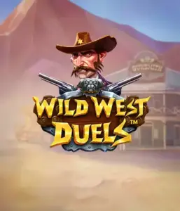  Step into the rugged world of "Wild West Duels" by Pragmatic Play, featuring a tough gunslinger ready for a showdown. The image features a fierce cowboy with crossed pistols, set against a desert backdrop. His focused expression and detailed attire capture the essence of the Old West. The game's title is clearly displayed in an ornate font, adding to the adventurous theme. 